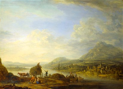 Christian Georg Schütz d.Ä. - Rheingegend mit Heuwagen