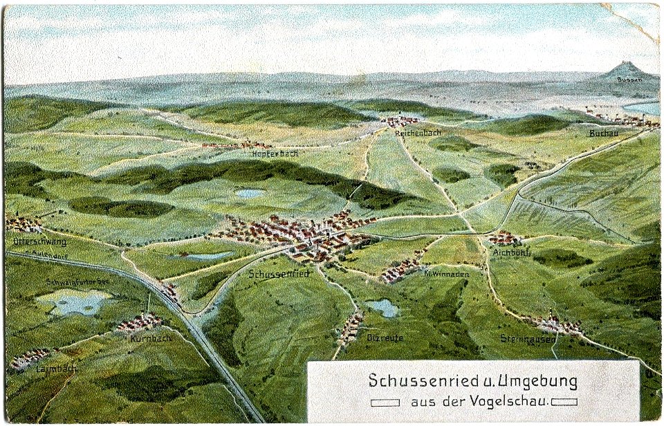 Schussenried und Umgebung aus der Vogelschau