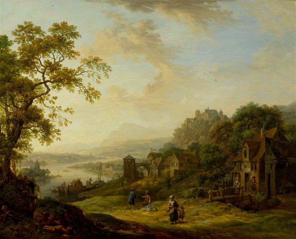 Christian Georg Schütz d.Ä. - Rheinische Landschaft mit Schloss auf einem Hügel