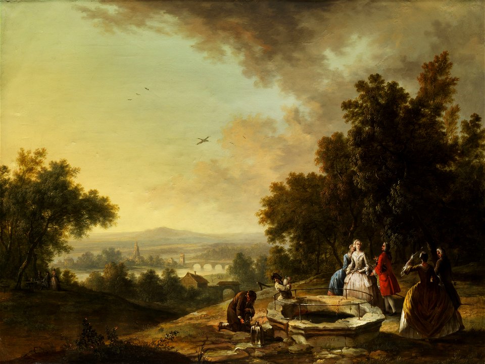 Christian Georg Schütz Höfische Gesellschaft am Brunnen