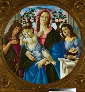 Sandro Botticelli - Madonna with Child Jesus, St. John and Angel - M.Ob.607 - National Museum in Warsaw. Free illustration for personal and commercial use.
