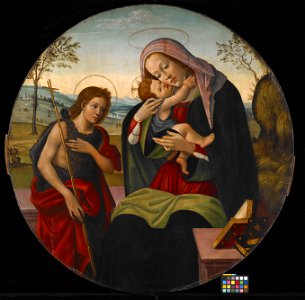 Sandro Botticelli - Madonna and Child with St. John the Baptist - 2014.85 - Indianapolis Museum of Art. Free illustration for personal and commercial use.