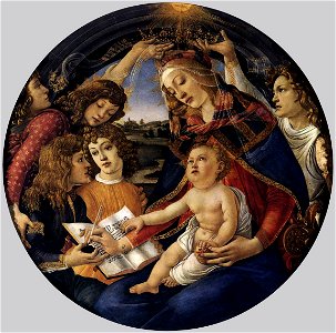 Sandro Botticelli - Madonna of the Magnificat (Madonna del Magnificat) - WGA2715. Free illustration for personal and commercial use.