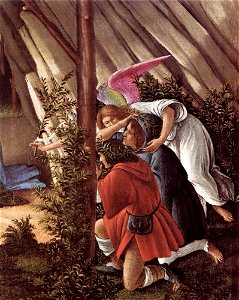Sandro Botticelli - The Mystical Nativity (detail) - WGA2844. Free illustration for personal and commercial use.