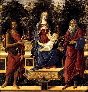 Sandro Botticelli - The Virgin and Child Enthroned (Bardi Altarpiece) - WGA2722. Free illustration for personal and commercial use.