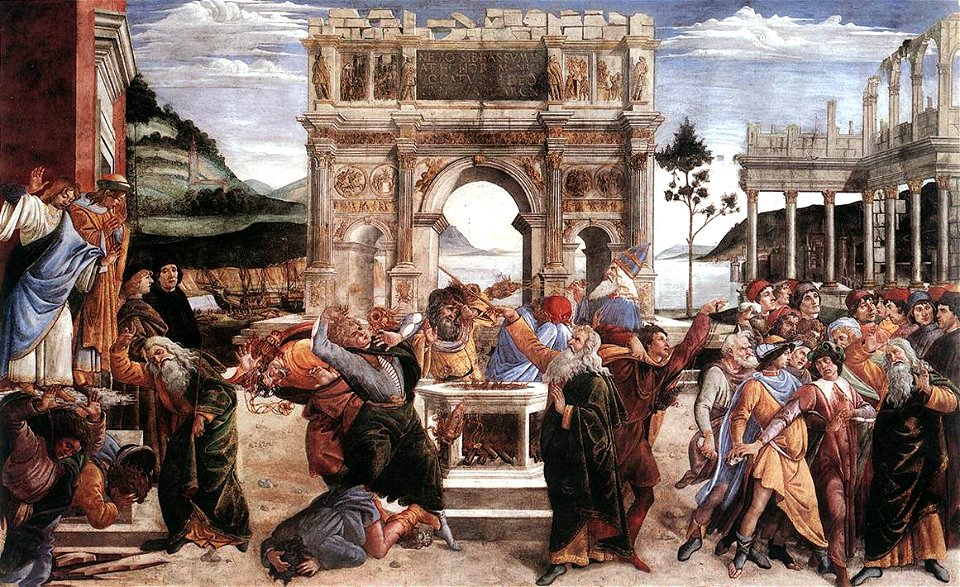 Sandro Botticelli - Castigo de Coré, Datán y Abirám (Capilla Sixtina, Roma, 1481-82)