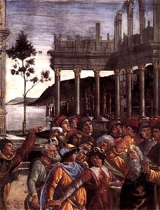 Sandro Botticelli - The Punishment of Korah and the Stoning of Moses and Aaron (detail) - WGA2751
