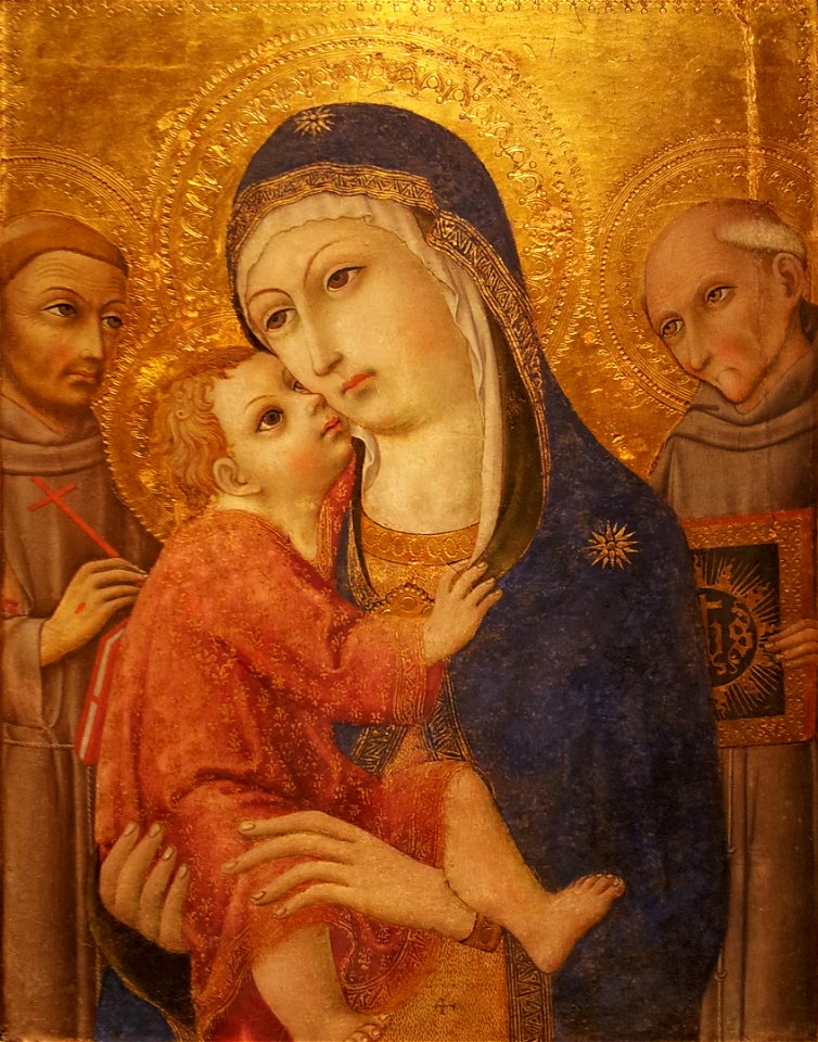 Sano di Pietro, Madonna met Kind en HH Franciscus en Bernardinus, ca 1460 (Bonnefantenmuseum, Maastricht)
