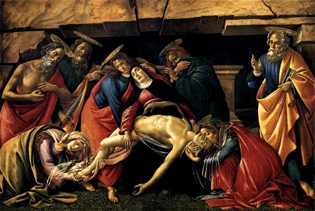 Sandro Botticelli - Lamentation over the Dead Christ with Saints - WGA2827. Free illustration for personal and commercial use.
