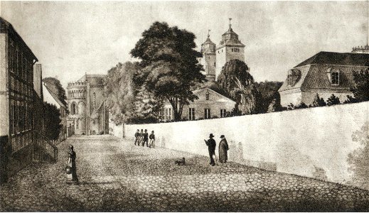 Sandgatan i Lund på 1820-talet