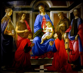 Sandro Botticelli Madonna and Child with Six Saints 01. Free illustration for personal and commercial use.