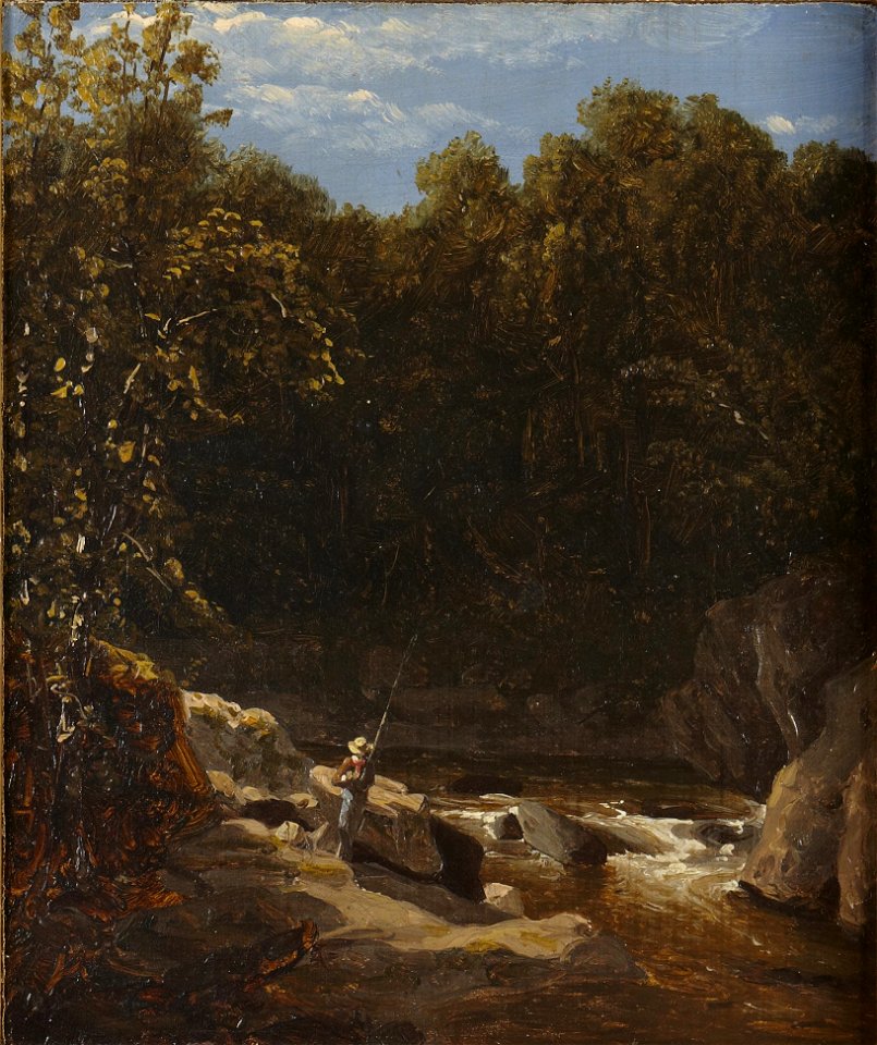 Sanford Robinson Gifford - Fishing in a Mountain Stream - y1981-43 - Princeton University Art Museum
