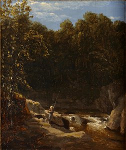 Sanford Robinson Gifford - Fishing in a Mountain Stream - y1981-43 - Princeton University Art Museum