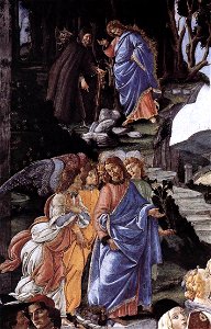 Sandro Botticelli - Three Temptations of Christ (detail) - WGA2756. Free illustration for personal and commercial use.