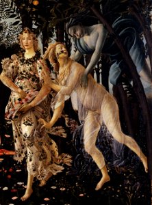 Sandro Botticelli - La Primavera - Google Art Project (cropped) (Chloris+Zephyrus=Flora)