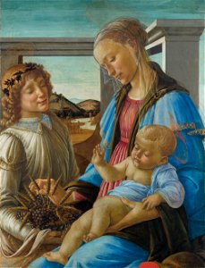 Sandro Botticelli - Virgin and Child with an Angel - P27w73 - Isabella Stewart Gardner Museum. Free illustration for personal and commercial use.