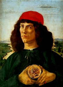 Sandro Botticelli - Portrait of a Man with a Medal of Cosimo the Elder. Free illustration for personal and commercial use.
