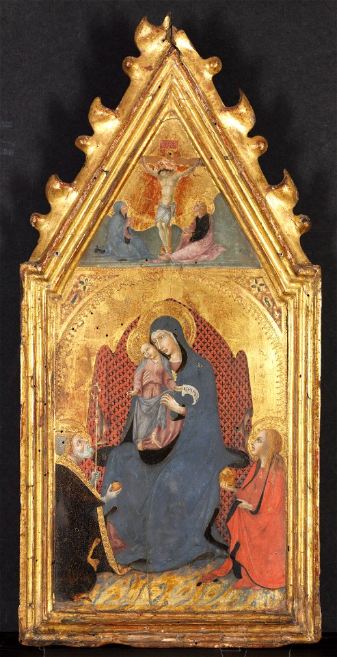 Sano di Pietro - Virgin and Child Adored by Saints Mary Magdalene and Nicolas of Bari, Christ Crucified with the Virgin and Saint John the Evangelist - 1924.199 - Cleveland Museum of Art