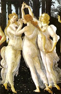 Sandro Botticelli - Three Graces in Primavera, 1485-1487. Free illustration for personal and commercial use.