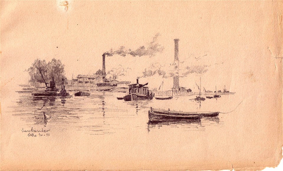 Santander, Sep 30th 1891, detail, drawing by Mariano Pedrero