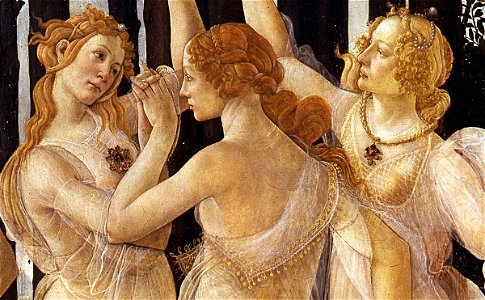 Sandro Botticelli - Three Graces in Primavera (detail). Free illustration for personal and commercial use.