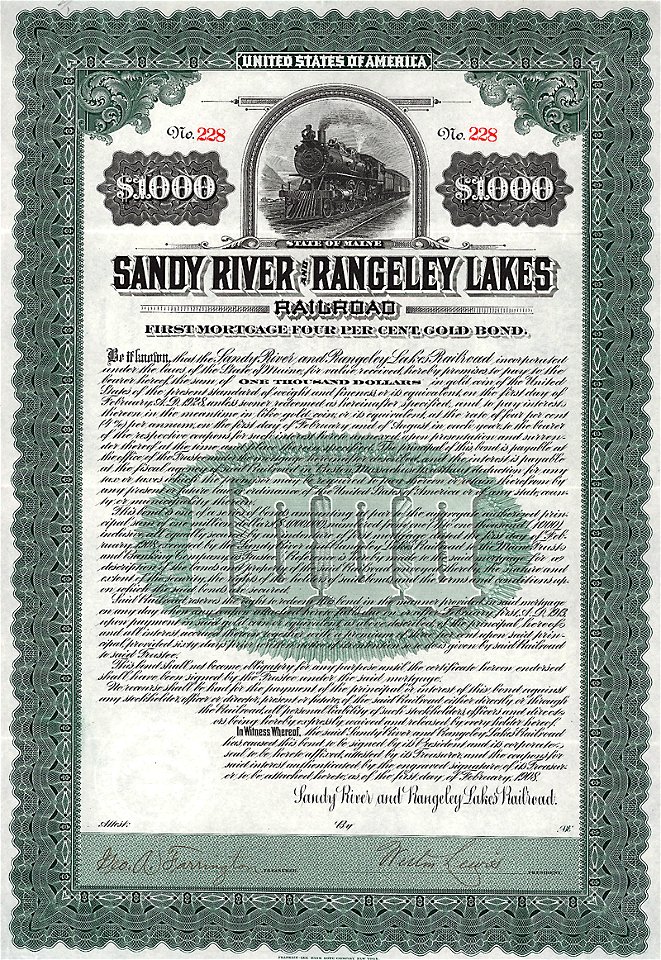 Sandy River and Rangeley Lakes Railroad 1908