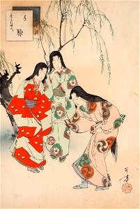 Sanjūroku kasen, Temari Keichō koro fujin by Mizuno Toshikata