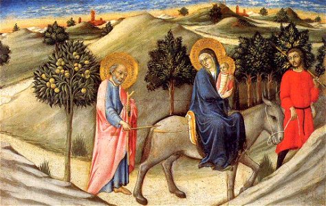 Sano di Pietro - Flight to Egypt - WGA20763. Free illustration for personal and commercial use.