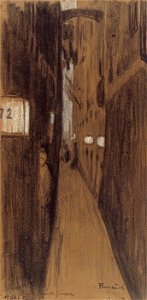 Santiago Rusiñol - Alley in Genoa - Google Art Project. Free illustration for personal and commercial use.