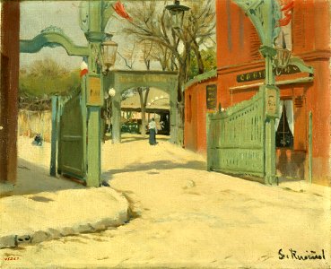 Santiago Rusiñol - Entrance to the Park of the Moulin de la Galette - Google Art Project. Free illustration for personal and commercial use.