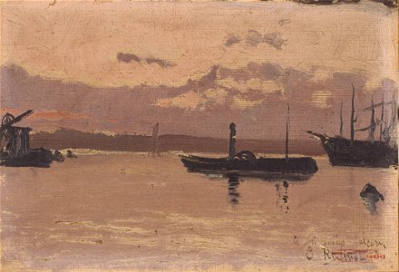 Santiago Rusiñol - Sketch of a Port - Google Art Project. Free illustration for personal and commercial use.