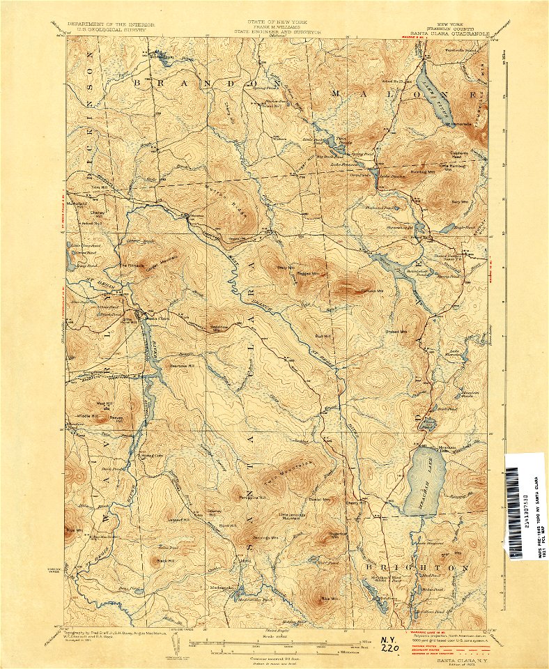 Santa Clara New York USGS topo map 1921