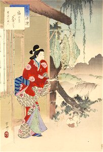 Sanjūroku kasen, Amigasa chaya Kan'ei koro fujin by Mizuno Toshikata