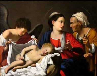 Saraceni, Carlo - The Madonna and Child with Saint Anne and an Angle, oil on copper, c. 1608-1610