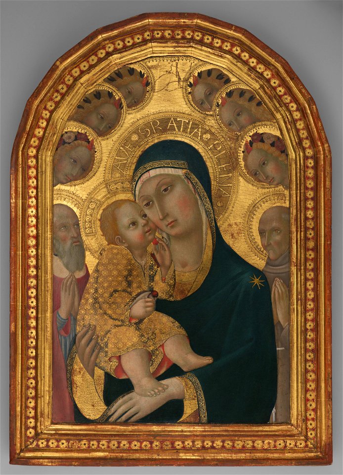 Sano di Pietro (Ansano di Pietro di Mencio) - Virgin and Child with Saints Jerome and Bernardino and Angels - 1962.284 - Fogg Museum