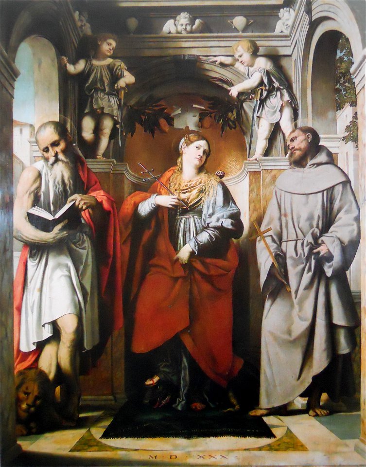 Santa Margherita d'Antiochia tra i santi Girolamo e san Francesco d'Assisi
