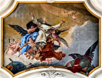 Santa Maria del Rosario (Venice) Nave ceiling by Tiepolo - The Glory of St Dominic. Free illustration for personal and commercial use.