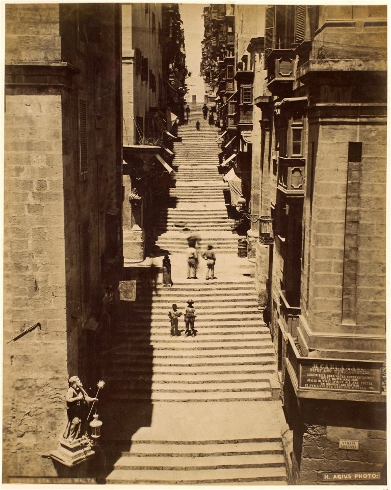 Santa Lucia Street, Valletta, by Horatio Agius, around 1875