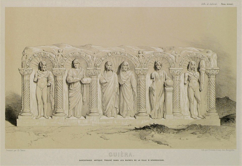Sarcophage antique trouvé dans les ruines de la ville d'Aphrodisias - Laborde Léon Emmanuel Simon Joseph - 1838