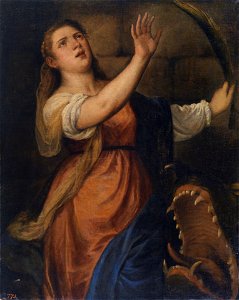 Santa Margarita, del taller de Tiziano (Museo del Prado). Free illustration for personal and commercial use.