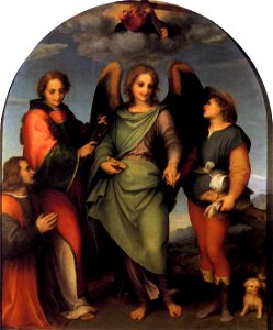 Andrea del Sarto - Tobias and the Angel with St Leonard and Donor - WGA0380. Free illustration for personal and commercial use.