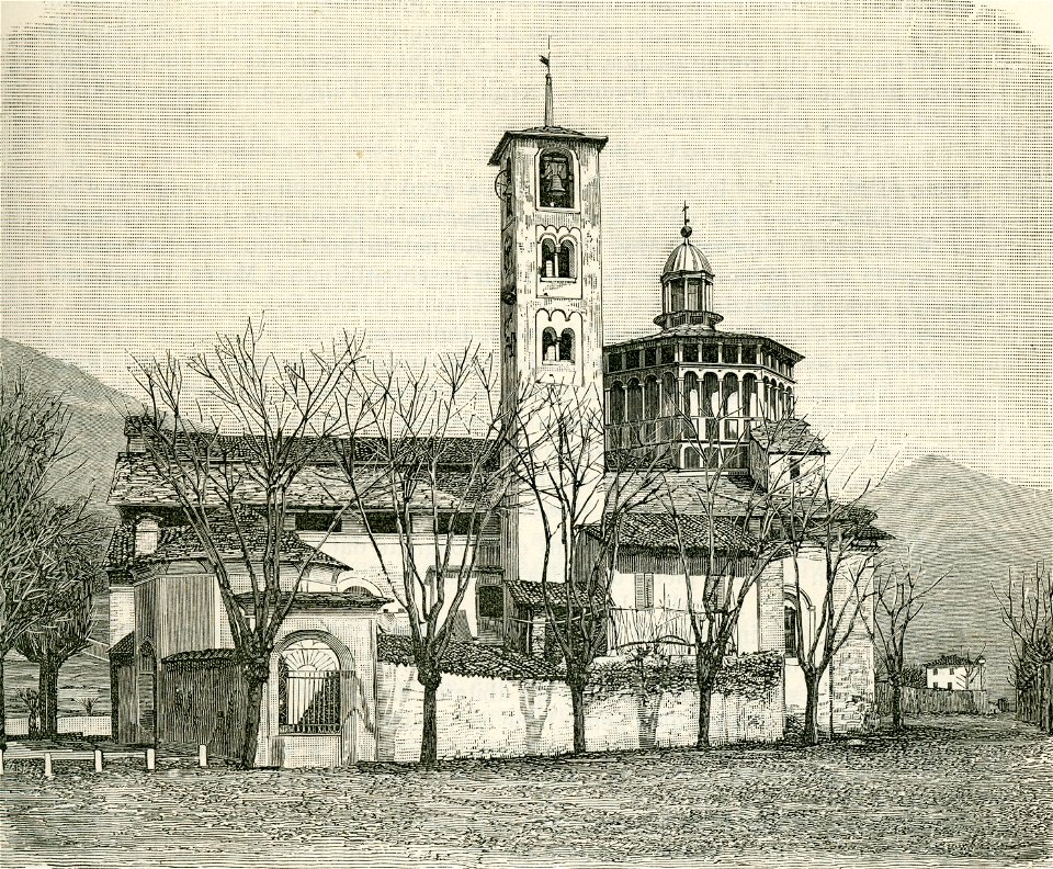 Santuario della Madonna di Campagna in Suna, (xilografia di Barberis)