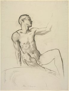 Study of a seated male nude for the Museum of Fine Arts by John Singer Sargent, charcoal on paper