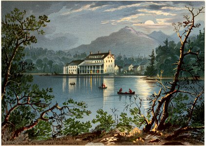 Saranac House on the Lake, Adirondacks 2 (Boston Public Library). Free illustration for personal and commercial use.