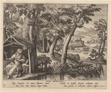 Sarah the hermit print by Maerten de Vos, S.I 811, Prints Department, Royal Library of Belgium