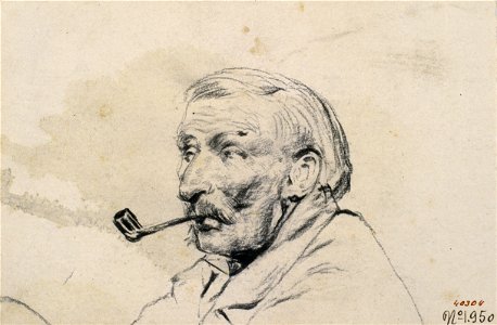 Santiago Rusiñol - Head of a Man Smoking a Pipe - Google Art Project. Free illustration for personal and commercial use.