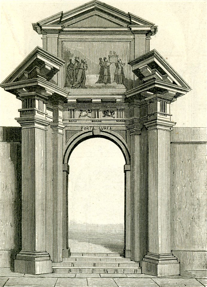 Santuario di Varallo Porta Aurea xilografia