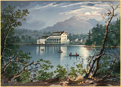 Saranac House on the Lake, Adirondacks (Boston Public Library). Free illustration for personal and commercial use.