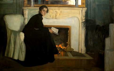 Santiago Rusiñol - Romantic Novel - Google Art Project. Free illustration for personal and commercial use.