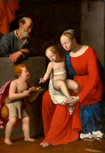SARACENI Carlo La Vierge à l'Enfant avec St Jean et St Joseph. Free illustration for personal and commercial use.